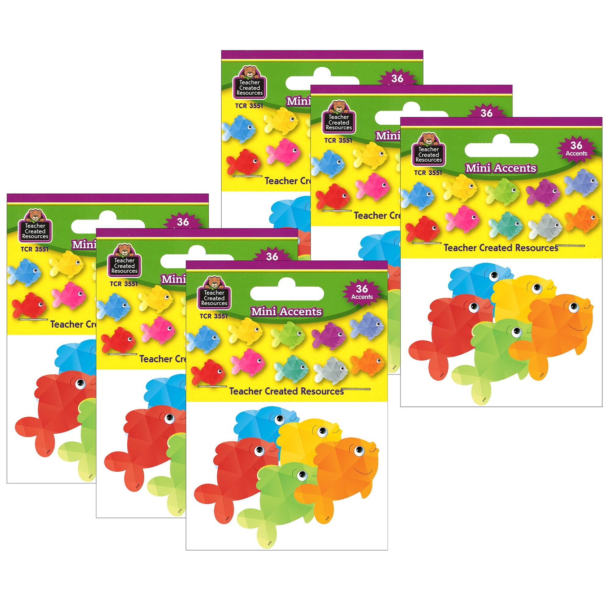 Colorful Fish Mini Accents 36 Pack | Teacher Classroom Decor | Learning Game Pieces