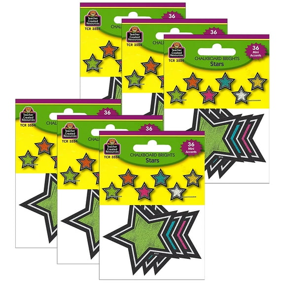 Teacher Created Resources TCR3554-6 Chalkboard Bright Star Mini Accents - Pack of 6