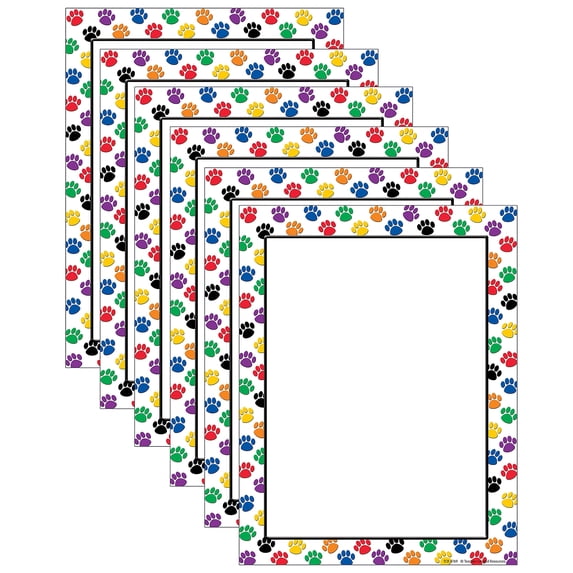 Teacher Created Resources TCR4769-6 Colorful Paw Prints Computerpaper 6 Packs