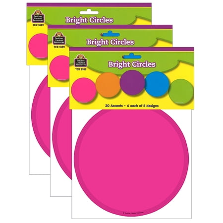 Teacher Created Resources Bright Circles Accents, 30 Per Pack, 3 Packs