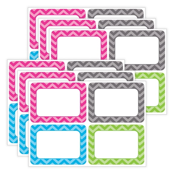 Teacher Created Resources Chevron Name Tags, Assorted, 36 Per Pack, 6 Packs