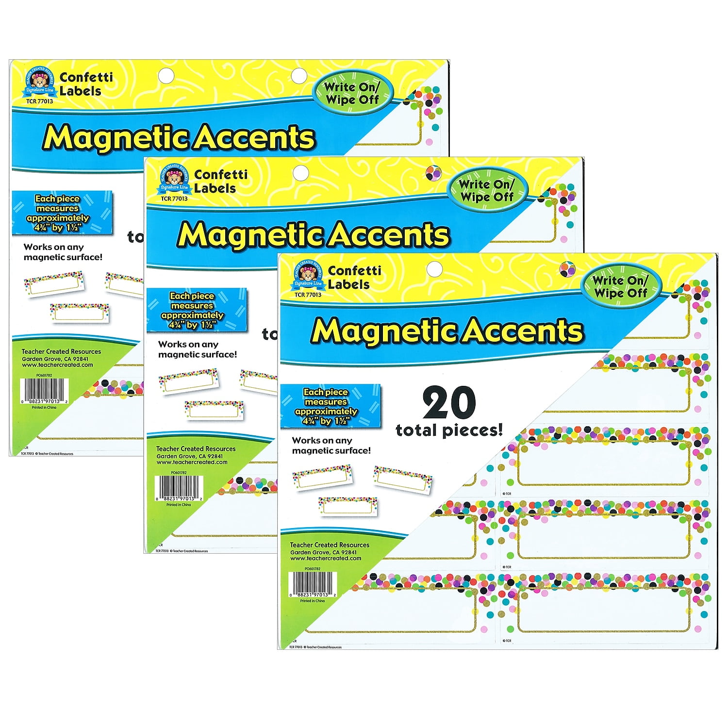Multicolor Magnetic Confetti Labels for Classroom Organization