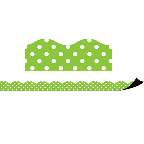 Teacher Created Resources Magnetic Borders, Lime Polka Dots, 24 Feet