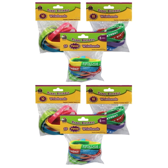 Teacher Created Resources Happy Birthday Wristband Classroom Super Pack, 30 Per Pack, 2 Packs