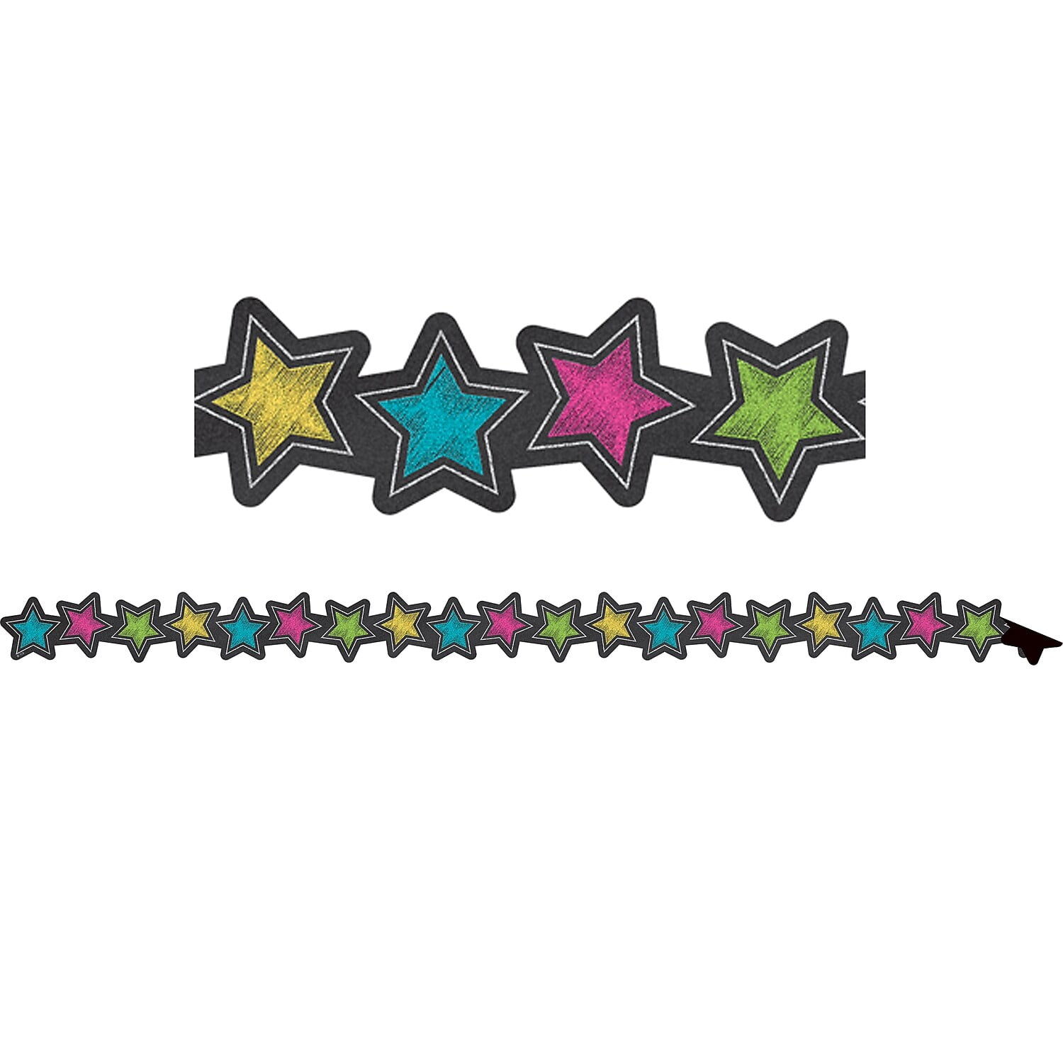 Multicolor Chalkboard Bright Stars Magnetic Border Trim