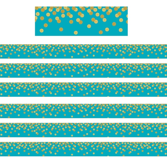 Teacher Created Resources Teal Confetti Straight Border Trim, 35 Feet Per Pack, 6 Packs