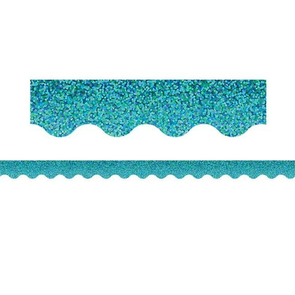 Teacher Created Resources Teal Sparkle Scalloped Border Trim, 35 Feet Per Pack, 6 Packs