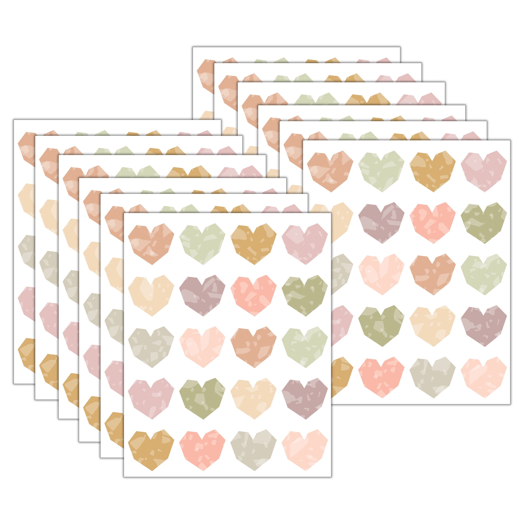 Teacher Created Resources Terrazzo Tones Hearts Stickers, 120 Per Pack, 12 Packs