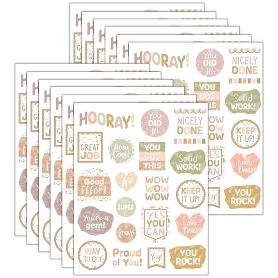 Teacher Created Resources Terrazzo Tones Stickers, 120 Per Pack, 12 Packs