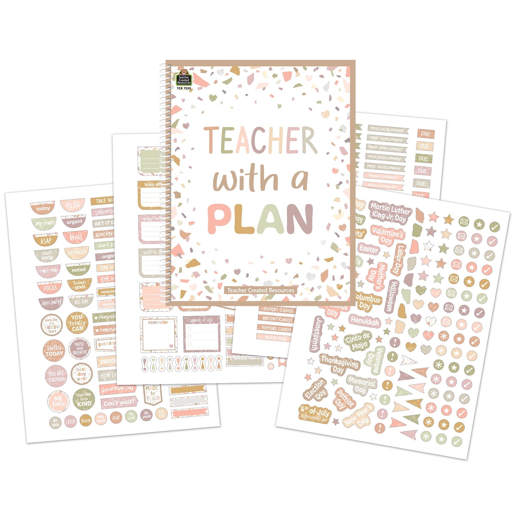 Teacher Created Resources TCR7231 Registro Terrazzo Tones – 64 Pagine – Spirale 8,5x11″ - 4