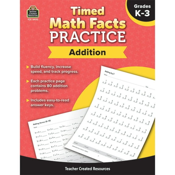Teacher Created Resources Timed Math Facts Practice: Addition Workbook