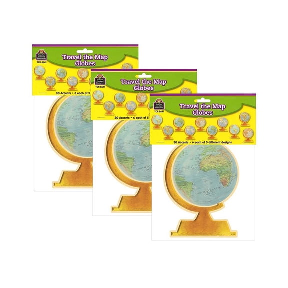 Teacher Created Resources Travel The Map Globes Accents, 30 Per Pack, 3 Packs