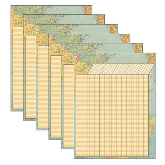 Teacher Created Resources Travel the Map Incentive Chart, Pack of 6