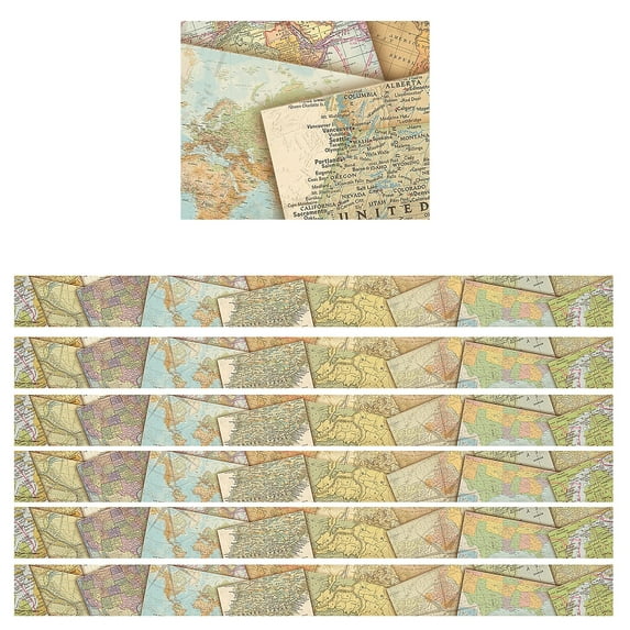Teacher Created Resources Travel the Map Straight Border Trim, 35 Feet Per Pack, 6 Packs
