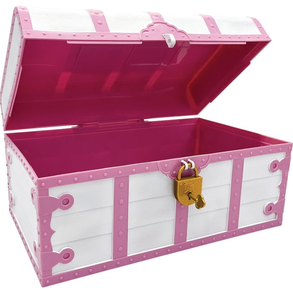 Teacher Created Resources Treasure Chest with Lock & Key, Pink & White