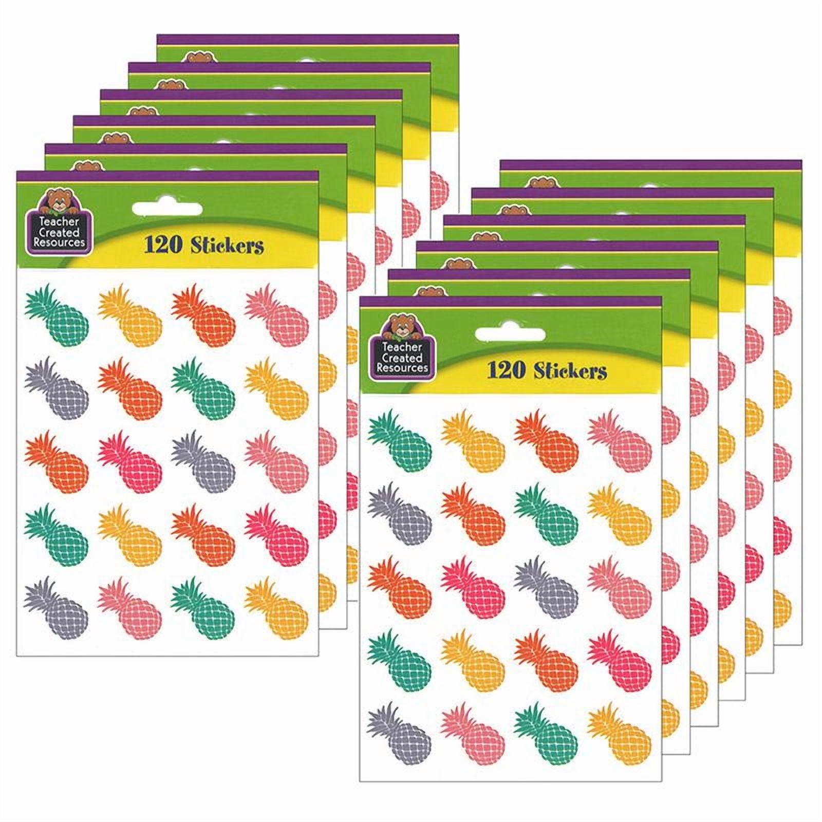 Teacher Created Resources Tropical Punch Pineapples Stickers, 120 Per Pack, 12 Packs