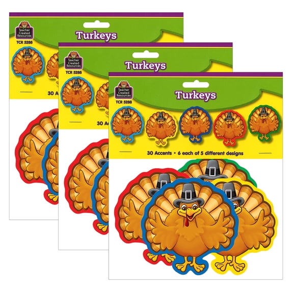 Teacher Created Resources Turkey Accents, 30 Per Pack, 3 Packs