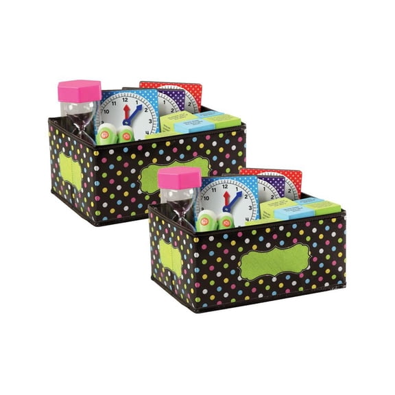 Teacher Created Resources Chalkboard Brights Small Storage Bin, 8" x 11" x 5", Pack of 2