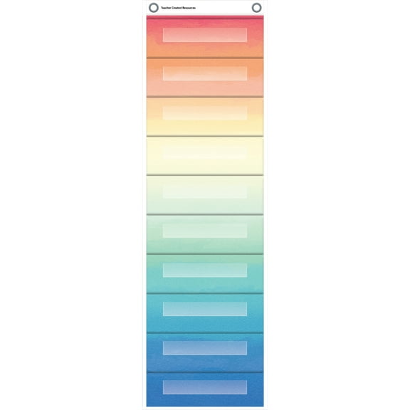 Teacher Created Resources File Storage Pocket Chart, 10 Pockets, Watercolor, 14" x 58"