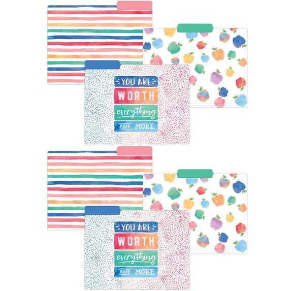 Teacher Created Resources Watercolor File Folders, 12 Per Pack, 2 Packs