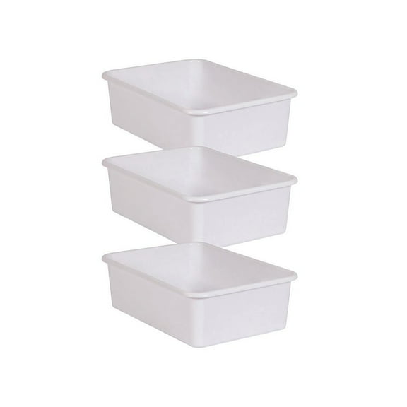 Teacher Created Resources White Large Plastic Storage Bin, Pack of 3