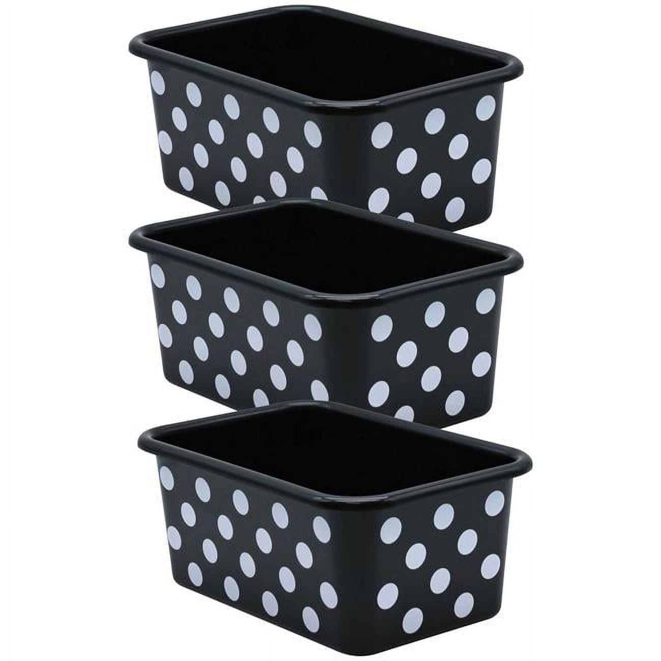 Small Plastic Storage Bin - Black Polkadot on White – Art Therapy