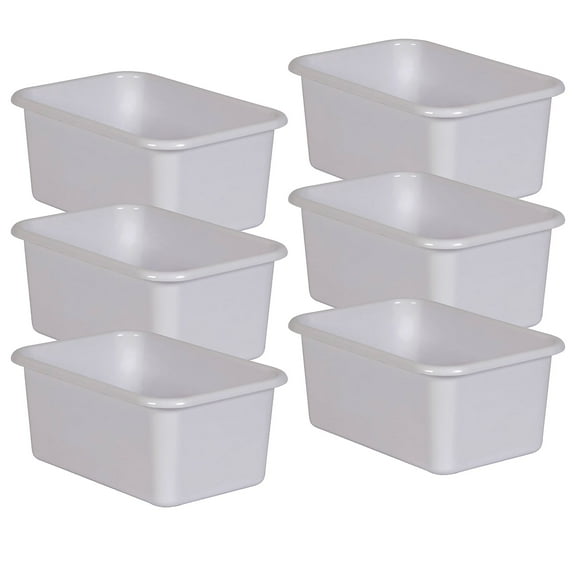 Teacher Created Resources White Small Plastic Storage Bin, Pack of 6