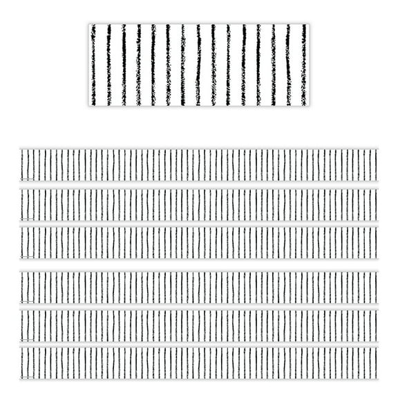 Teacher Created Resources White With Black Pinstripes Straight Border Trim, 35 Feet Per Pack, 6 Packs