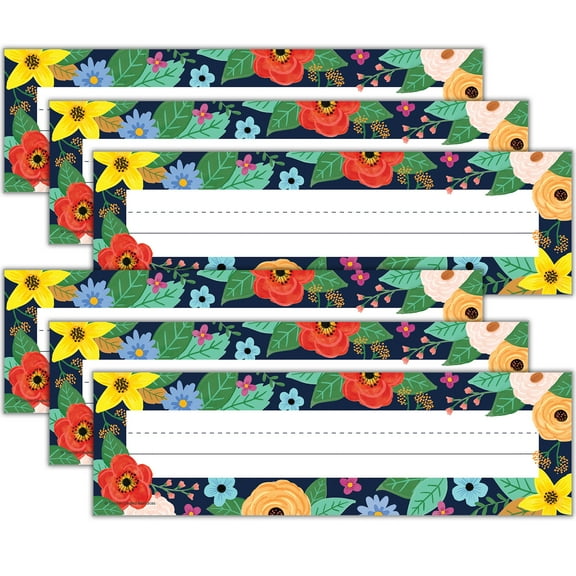 Teacher Created Resources Wildflowers Flat Name Plates, 36 Per Pack, 6 Packs