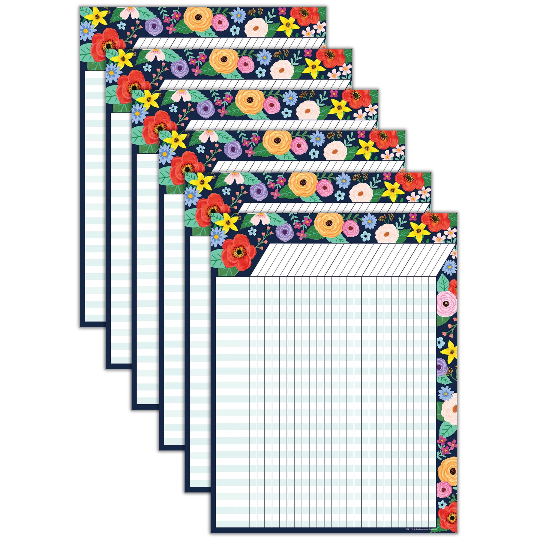 Teacher Created Resources Wildflowers Incentive Chart, 17" x 22", Pack of 6