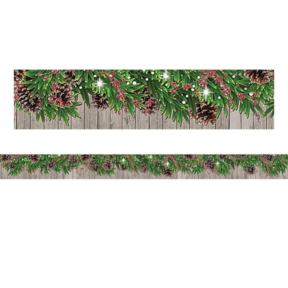 Teacher Created Resources Winter Pine Cones Straight Border Trim, 35 Feet Per Pack, 6 Packs