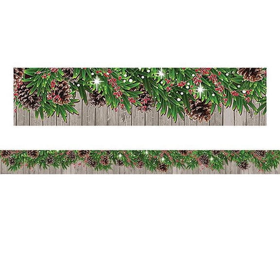 Winter Pine Cones Straight Border Trim by Teacher Created Resources