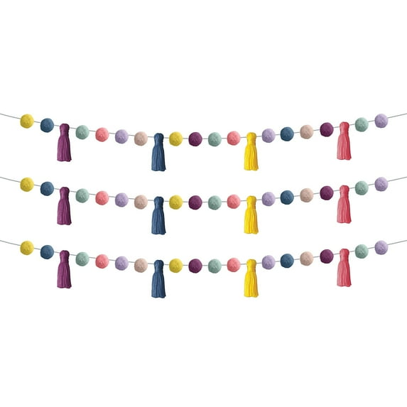 Teacher Created Resources Yarn Pom-Poms and Tassels Classroom Border, 3 Packs