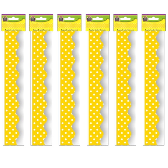 Teacher Created Resources Yellow Mini Polka Dots Border Trim, 35 Feet Per Pack, 6 Packs