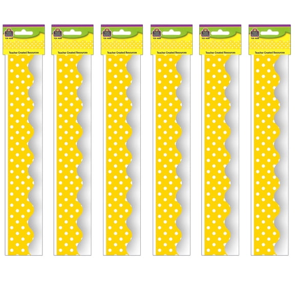 Teacher Created Resources Yellow Mini Polka Dots Border Trim, 35 Feet Per Pack, 6 Packs