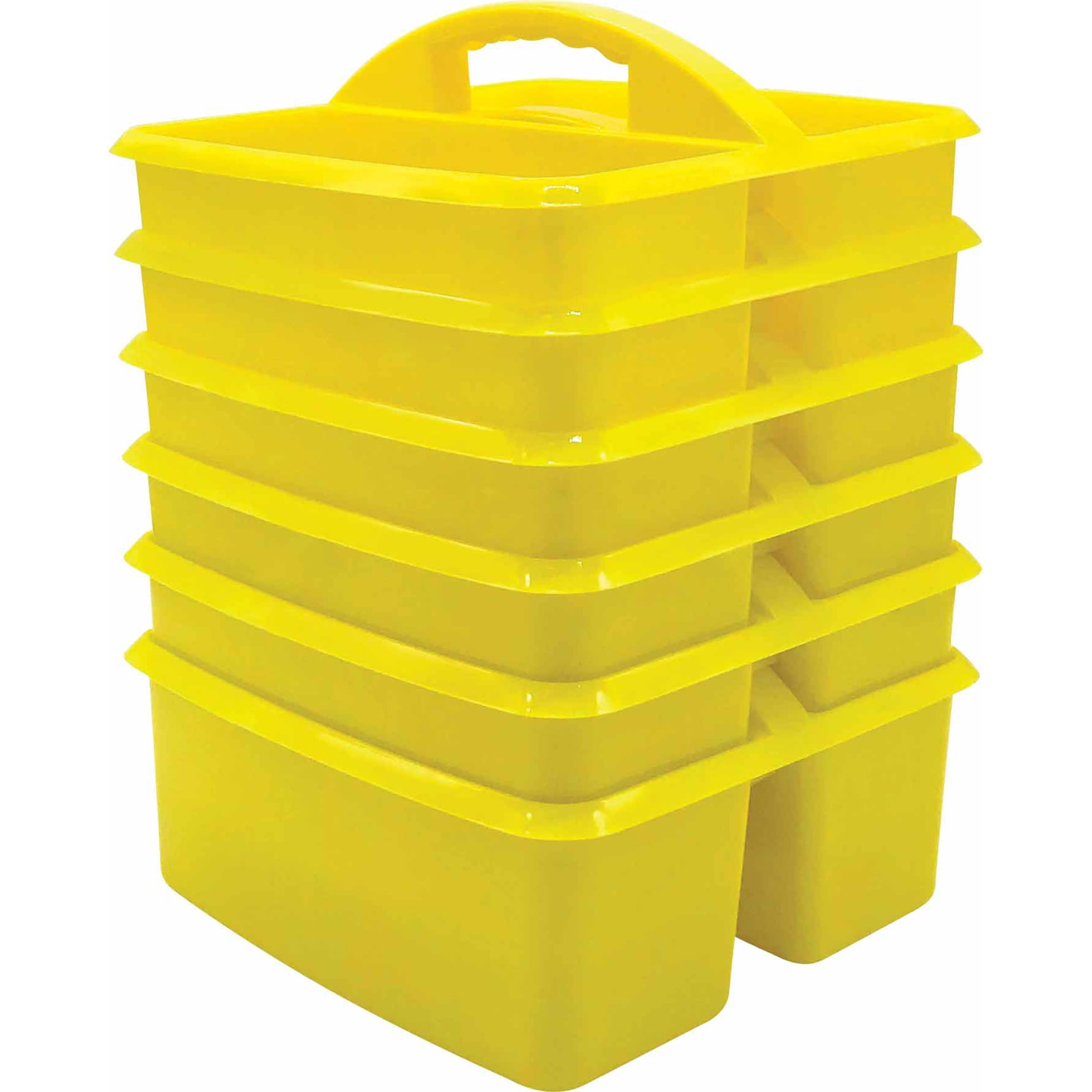 Yellow Plastic 3-Compartment Organizer Caddy, 6-Pack
