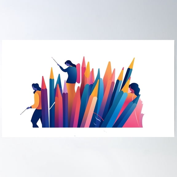 Teacher Day Conception Piles Of Freshly Sharpened Pencils Ai Generated Illustration Poster Wall Art Bedroom Wall Art
