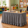 thumbnail image 1 of Teacher Desk Skirts，6 ft x 30 Inch Ruffled Table Skirt Decor Supplies for Classroom Teacher Office Desk Decor, Farmhouse Home Kitchen Party Black, 1 of 9