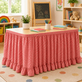 thumbnail image 1 of Teacher Desk Skirts，6 ft x 30 Inch Ruffled Table Skirt Decor Supplies for Classroom Teacher Office Desk Decor, Farmhouse Home Kitchen Party Red, 1 of 9