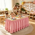 thumbnail image 1 of Teacher Desk Skirts Gingham Table Skirt Scalloped Ruffled Table Skirt Back to School Supplies for Classroom Teacher Office Desk Decor 183cm, 1 of 4