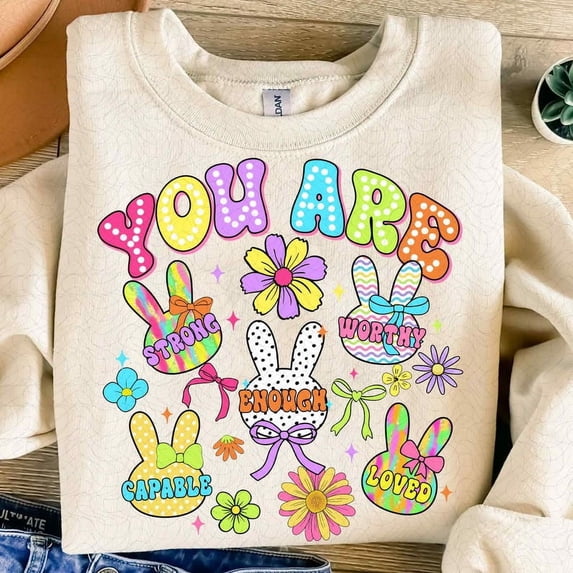 Teacher Easter Bunny Sweatshirt, Spring Coquette Teaching Shirt, Brushstroke Easter Teacher Sweatshirt, Cute Bunny Teacher Shirt