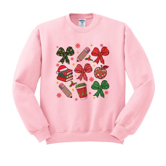 Teacher Elements Christmas Sweatshirt Unisex Large Pink