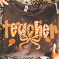 thumbnail image 1 of Teacher Fall Coquette Sweatshirt, Preppy Teacher Autumn Sweatshirt, Teach Love Inspire Sweatshirt, Fall Teacher Lace, Back To School, Teacher Appreciation Gift, 1 of 5