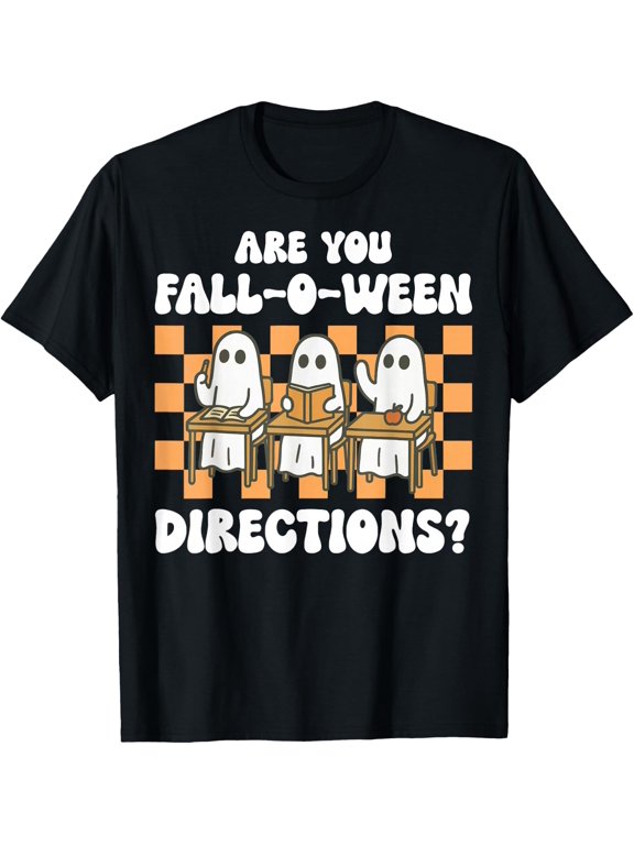 Teacher Ghost Retro Fall O Ween T Shirt Size S-5XL