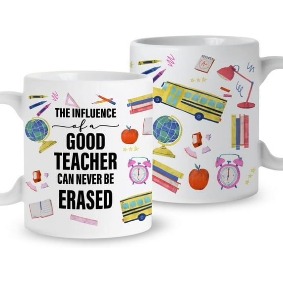 Teacher Gift Coffee Mug, Good Teacher Can Never Be Erased, Christmas Birthday Teacher''s Day Appreciation Gift for Women Teacher Retirement End of Year Graduation Thank You Gift for Teacher, 11oz