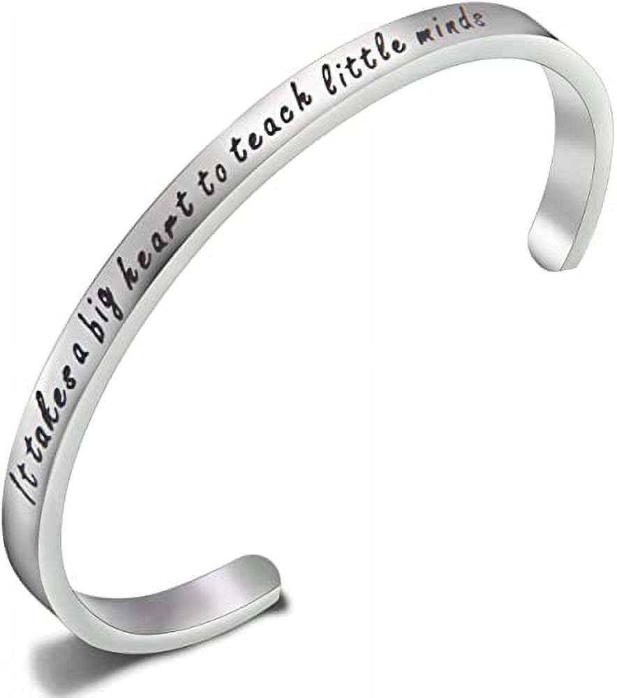 Teacher Gift It Takes A Big Heart to Teach Little Minds Cuff Bracelet Teacher Jewelry Appreciation Gift for Teachers - image 1 of 5