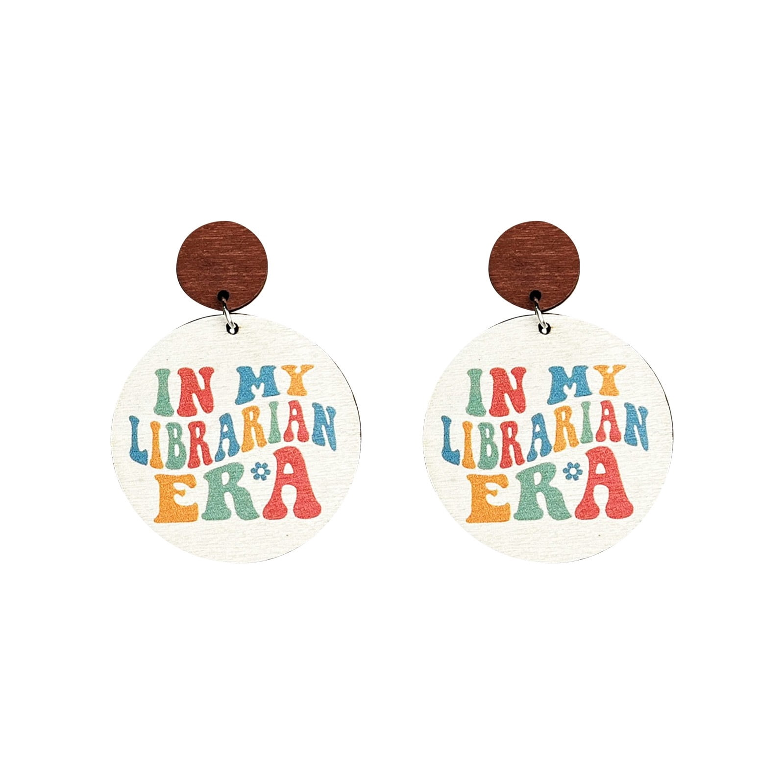 Teacher Gift School Teacher Librarian Earrings Sunflower Wooden Color ...