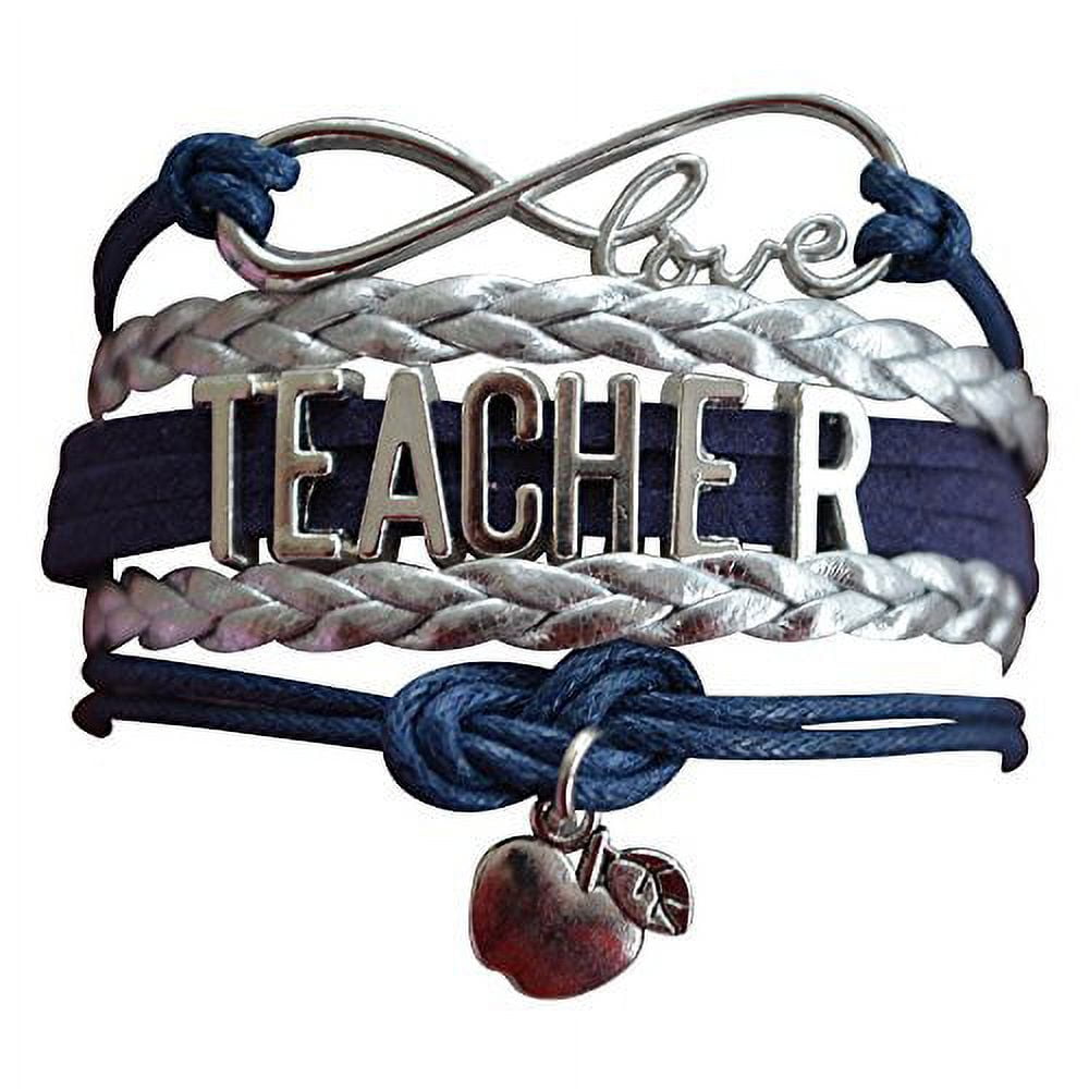 Infinity Collection Teacher Bracelet - Adjustable Bangle With Teach Learn Inspire Message, Teacher Appreciation Gift