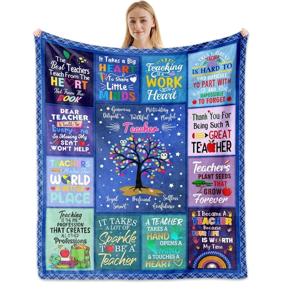 Teacher Gifts, Teacher Appreciation Gifts, Teacher Blanket 60"x50", Teacher Gifts for Women Men, Thank You Gifts for Ideas Teachers Day Graduation Retirement Christmas, Teacher Gifts from Students