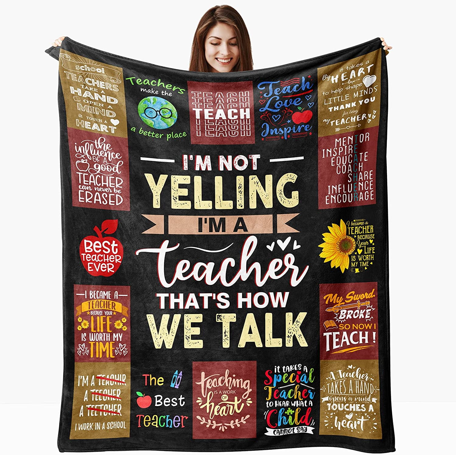 Teacher Gifts Blanket, Teacher Appreciation Gifts Ideas for Women, Best Birthday Retirement Gifts for Teachers from Student, Fleece Throw Blankets Christmas Teacher''s Day Back to School 60"X50"